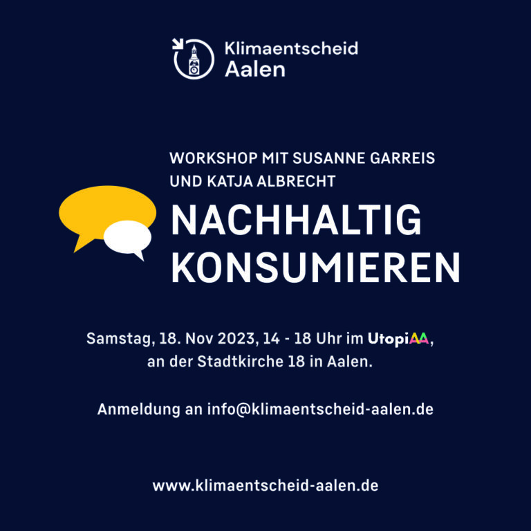 Samstag, 18. Nov. 2023: Workshop „Nachhaltig konsumieren“
